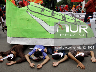 Thousand of labours from various labour organizations commemorating the International Labour Day or knows as May Day in Jakarta on May 1, 20...