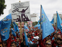 Thousand of labours from various labour organizations commemorating the International Labour Day or knows as May Day in Jakarta on May 1, 20...