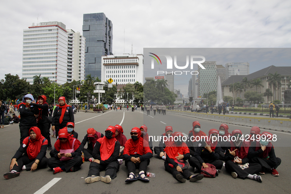 Thousand of labours from various labour organizations commemorating the International Labour Day or knows as May Day in Jakarta on May 1, 20...