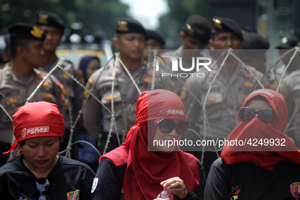 Thousand of labours from various labour organizations commemorating the International Labour Day or knows as May Day in Jakarta on May 1, 20...