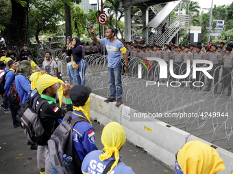 Thousand of labours from various labour organizations commemorating the International Labour Day or knows as May Day in Jakarta on May 1, 20...