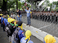 Thousand of labours from various labour organizations commemorating the International Labour Day or knows as May Day in Jakarta on May 1, 20...