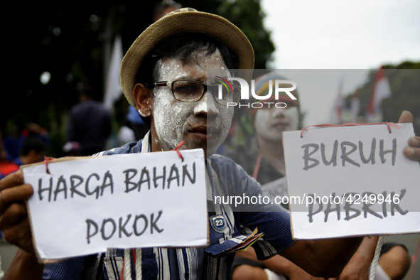 Thousand of labours from various labour organizations commemorating the International Labour Day or knows as May Day in Jakarta on May 1, 20...