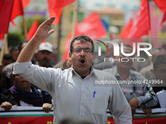 Palestinians take part in a rally marking International Workers' Day, or Labour Day, in Gaza City May 1, 2019. (