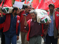 Palestinians take part in a rally marking International Workers' Day, or Labour Day, in Gaza City May 1, 2019. (