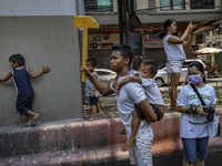 Protesters take part in Labor Day demonstrations outside the presidential palace on May 1, 2019 in Manila, Philippines. Thousands of Filipin...