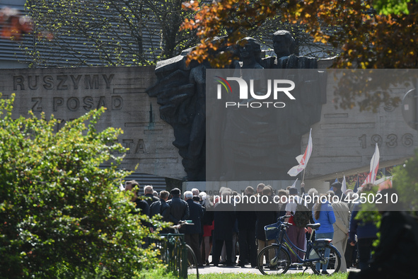 Representatives of leftist circles met at Daszynski Avenue to celebrate May Day outside the Monument to the Military Actions of the Proletar...