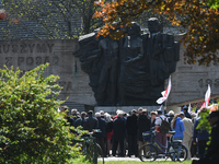 Representatives of leftist circles met at Daszynski Avenue to celebrate May Day outside the Monument to the Military Actions of the Proletar...