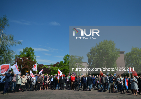 Representatives of leftist circles met at Daszynski Avenue to celebrate May Day outside the Monument to the Military Actions of the Proletar...