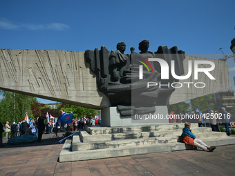 Representatives of leftist circles met at Daszynski Avenue to celebrate May Day outside the Monument to the Military Actions of the Proletar...