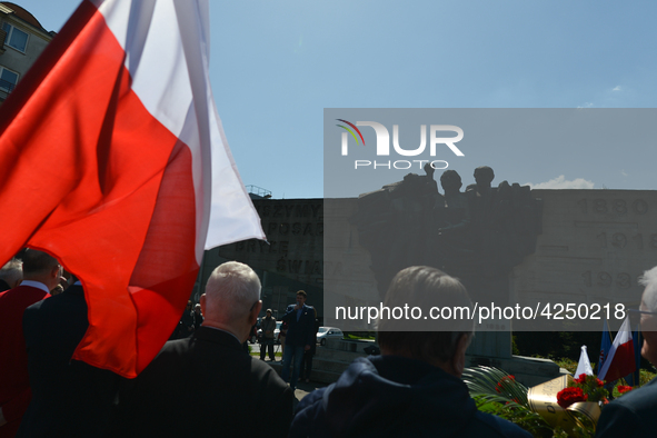 Representatives of leftist circles met at Daszynski Avenue to celebrate May Day outside the Monument to the Military Actions of the Proletar...