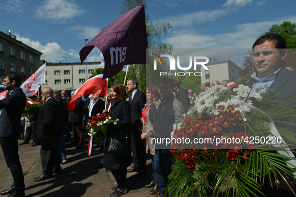 Representatives of leftist circles met at Daszynski Avenue to celebrate May Day outside the Monument to the Military Actions of the Proletar...