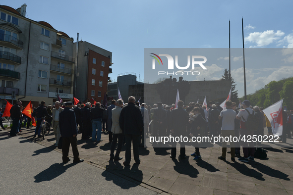 Representatives of leftist circles met at Daszynski Avenue to celebrate May Day outside the Monument to the Military Actions of the Proletar...