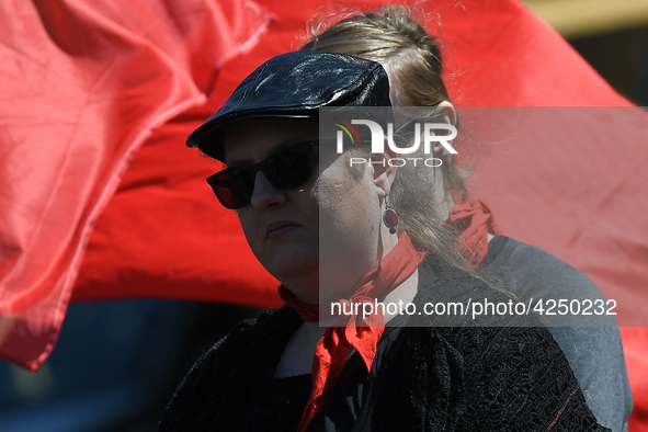 Representatives of leftist circles met at Daszynski Avenue to celebrate May Day outside the Monument to the Military Actions of the Proletar...