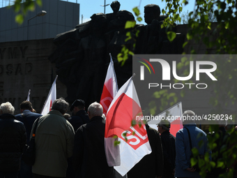 Representatives of leftist circles met at Daszynski Avenue to celebrate May Day outside the Monument to the Military Actions of the Proletar...