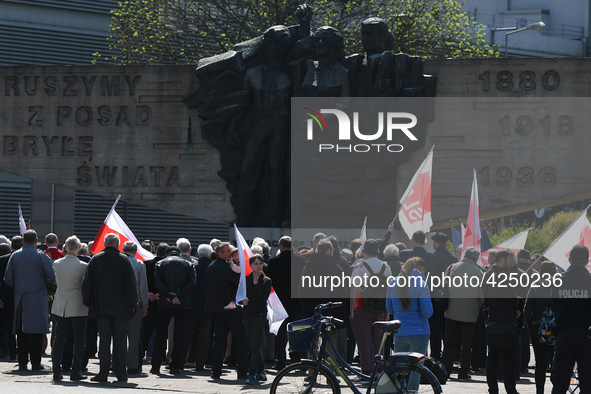 Representatives of leftist circles met at Daszynski Avenue to celebrate May Day outside the Monument to the Military Actions of the Proletar...