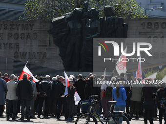 Representatives of leftist circles met at Daszynski Avenue to celebrate May Day outside the Monument to the Military Actions of the Proletar...