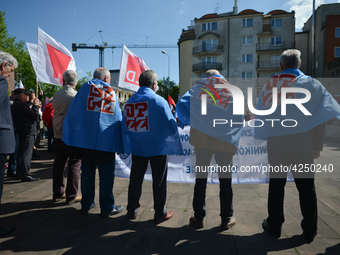 Representatives of leftist circles met at Daszynski Avenue to celebrate May Day outside the Monument to the Military Actions of the Proletar...