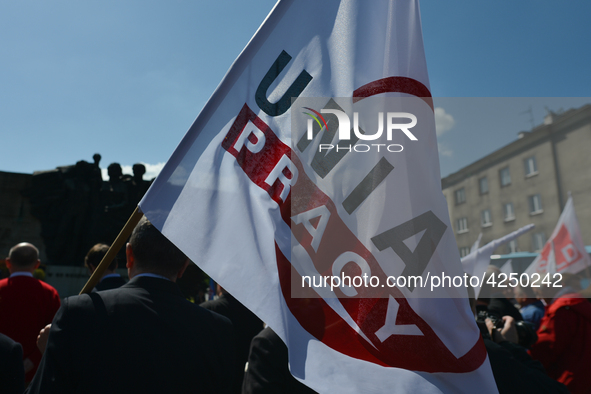 Representatives of leftist circles met at Daszynski Avenue to celebrate May Day outside the Monument to the Military Actions of the Proletar...