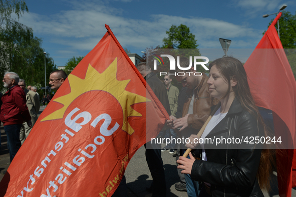 Representatives of leftist circles met at Daszynski Avenue to celebrate May Day outside the Monument to the Military Actions of the Proletar...