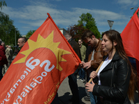 Representatives of leftist circles met at Daszynski Avenue to celebrate May Day outside the Monument to the Military Actions of the Proletar...