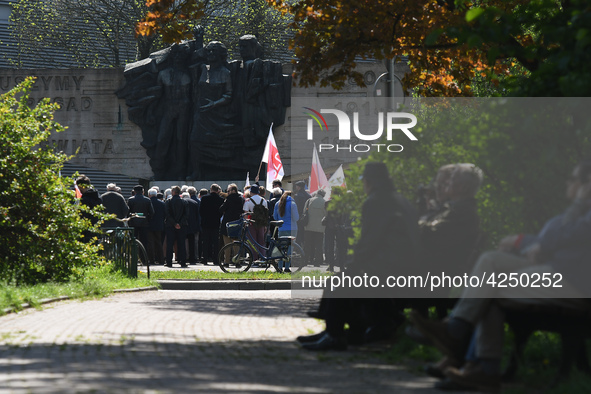 Representatives of leftist circles met at Daszynski Avenue to celebrate May Day outside the Monument to the Military Actions of the Proletar...