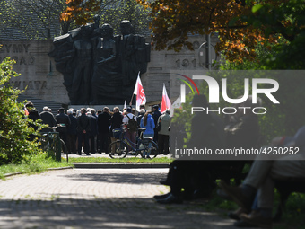 Representatives of leftist circles met at Daszynski Avenue to celebrate May Day outside the Monument to the Military Actions of the Proletar...