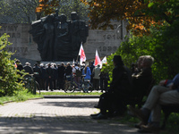 Representatives of leftist circles met at Daszynski Avenue to celebrate May Day outside the Monument to the Military Actions of the Proletar...