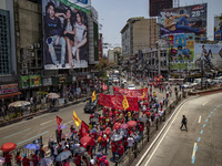 Protesters take part in Labor Day demonstrations outside the presidential palace on May 1, 2019 in Manila, Philippines. Thousands of Filipin...