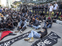 Jakarta, 01 May 2019 : Students that done anarchy demonstration in the morning heavily guard by the police. Thousands of Labor filled Merdek...