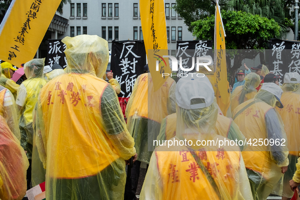 Protesters calling for more holidays, paid leave, more labour rights protections. During 2019 Labor Day March 6,000 workers took the streets...