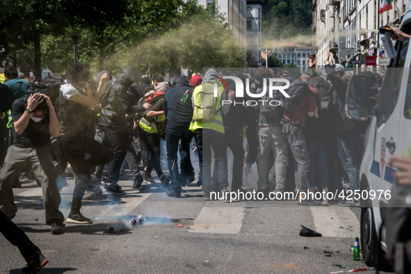 Traditional May 1st demonstration on the occasion of the International Labour Day in Lyon, France, on May 1st, 2019. There were some clashes...