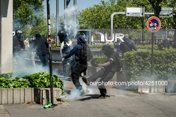 Traditional May 1st demonstration on the occasion of the International Labour Day in Lyon, France, on May 1st, 2019. There were some clashes...