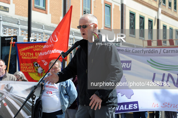 Mark Evans of Unison attends May Day March And Rally In Cardiff, Wales, on 1st May 2019.  
