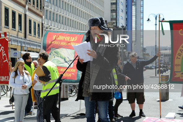 Miriam Kamish attends May Day March And Rally In Cardiff, Wales, on 1st May 2019.  