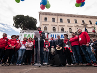 Giovanni Mininni Secretary General of the Flai Cgil speaks during the Fai Cisl, Flai Cgil and Uila Uil protest against the failure to apply...