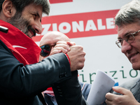 Giovanni Mininni Secretary General of Flai Cgil with Secretary General Cgil Maurizio Landini during the Fai Cisl, Flai Cgil and Uila Uil pro...