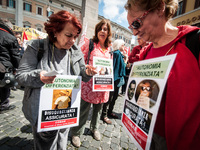 Protest of school workers in front of Palazzo di Montecitorio in Rome at the strike to demand high wage increases, stabilization of precario...