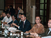 Italian Deputy Premier and Minister of Labor and Economic Development, Luigi Di Maio, during the discussion at the Whirlpool crisis table on...