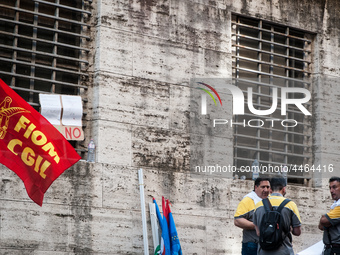 Employees of Whirlpool headquarters in Naples demonstrate against the closure of the plant at the Ministry of Economic Development on June 4...