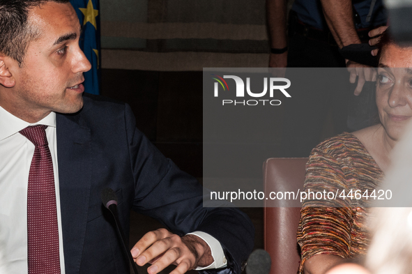 Italian Deputy Premier and Minister of Labor and Economic Development, Luigi Di Maio, during the discussion at the Whirlpool crisis table on...