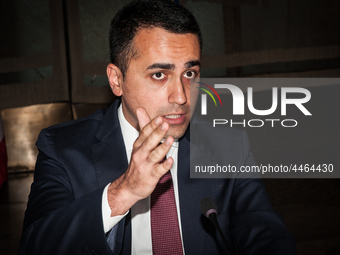 Italian Deputy Premier and Minister of Labor and Economic Development, Luigi Di Maio, during the discussion at the Whirlpool crisis table on...