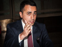 Italian Deputy Premier and Minister of Labor and Economic Development, Luigi Di Maio, during the discussion at the Whirlpool crisis table on...