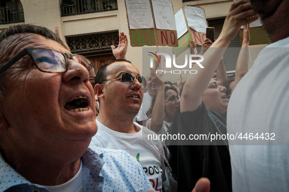 Employees of Whirlpool headquarters in Naples demonstrate against the closure of the plant at the Ministry of Economic Development on June 4...