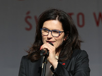 Mayor of Gdansk Aleksandra Dulkiewicz during the rally on the Dlugi Targ street is seen in Gdansk, Poland on 4th June 2019 Freedom and Solid...