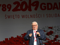 Former President of Poland Lech Walesa during the rally on the Dlugi Targ street is seen in Gdansk, Poland on 4th June 2019 Freedom and Soli...