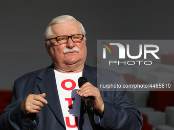 Former President of Poland Lech Walesa during the rally on the Dlugi Targ street is seen in Gdansk, Poland on 4th June 2019 Freedom and Soli...