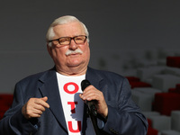 Former President of Poland Lech Walesa during the rally on the Dlugi Targ street is seen in Gdansk, Poland on 4th June 2019 Freedom and Soli...