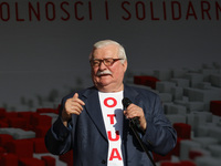 Former President of Poland Lech Walesa during the rally on the Dlugi Targ street is seen in Gdansk, Poland on 4th June 2019 Freedom and Soli...