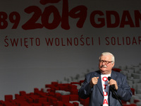 Former President of Poland Lech Walesa during the rally on the Dlugi Targ street is seen in Gdansk, Poland on 4th June 2019 Freedom and Soli...